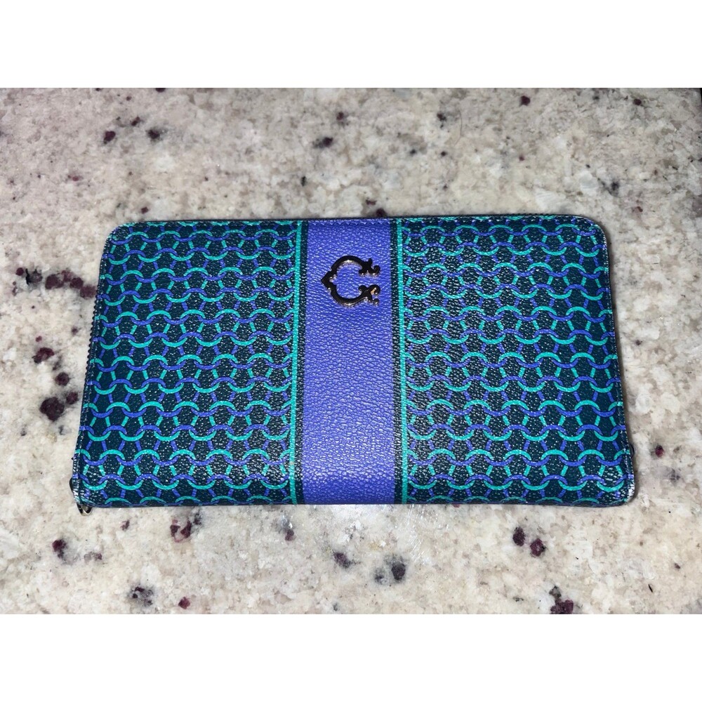 Y2K Inspired Patterned Wallet Black Green Purple Retro Geometric Bifold